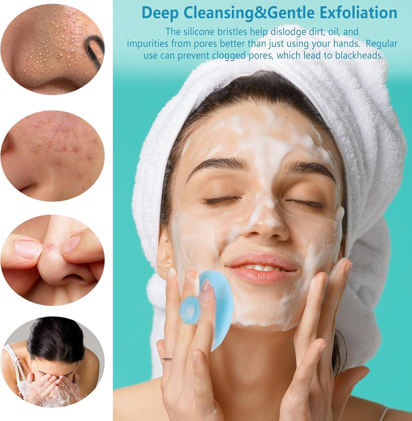 Blush Verve™ Silicone Facial Cleansing Scrubber Set – 10 Pack Deep Pore Exfoliating Face Brushes